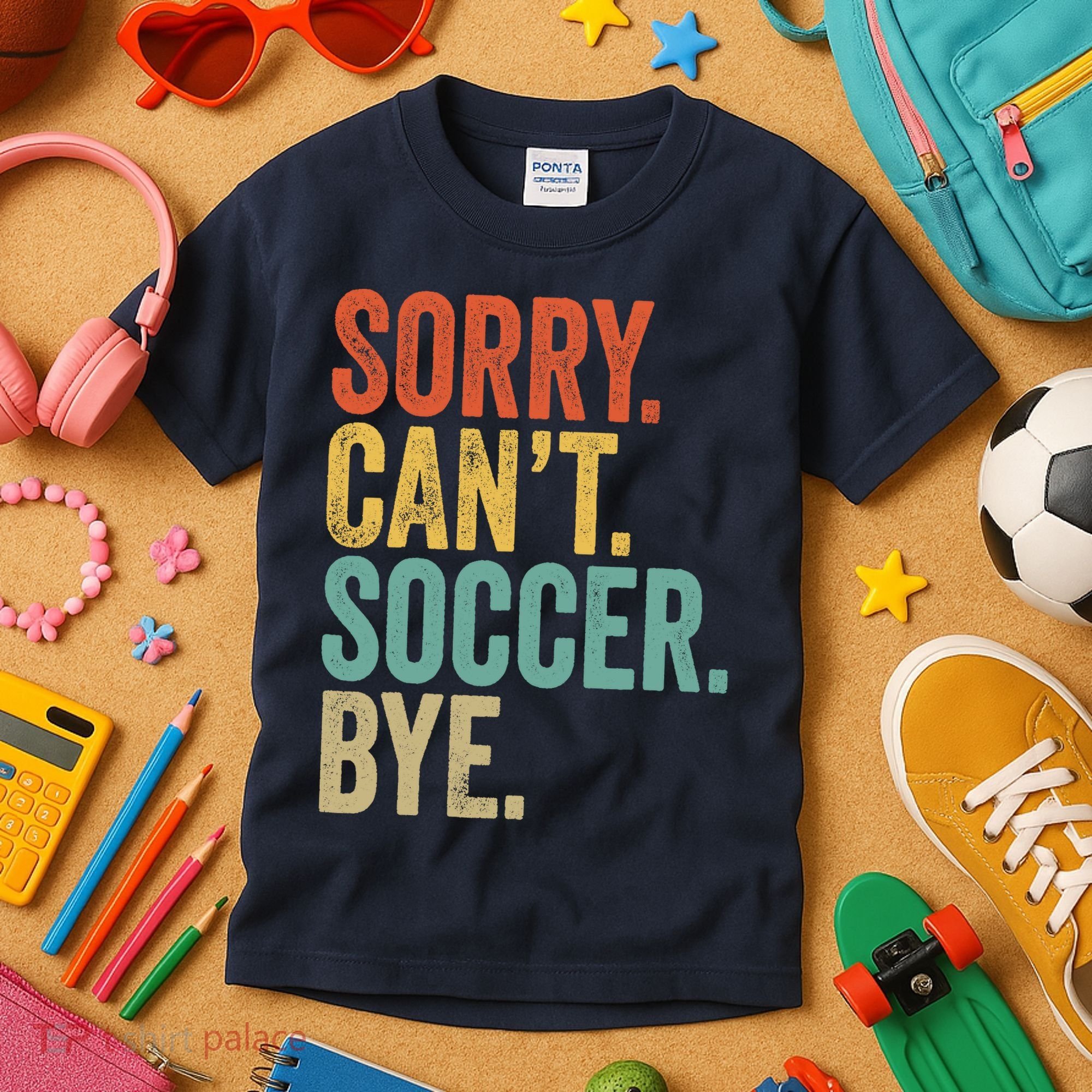 Sorry. Cant. Soccer. Bye. Funny Sarcastic Memes Soccer Kids T-Shirt