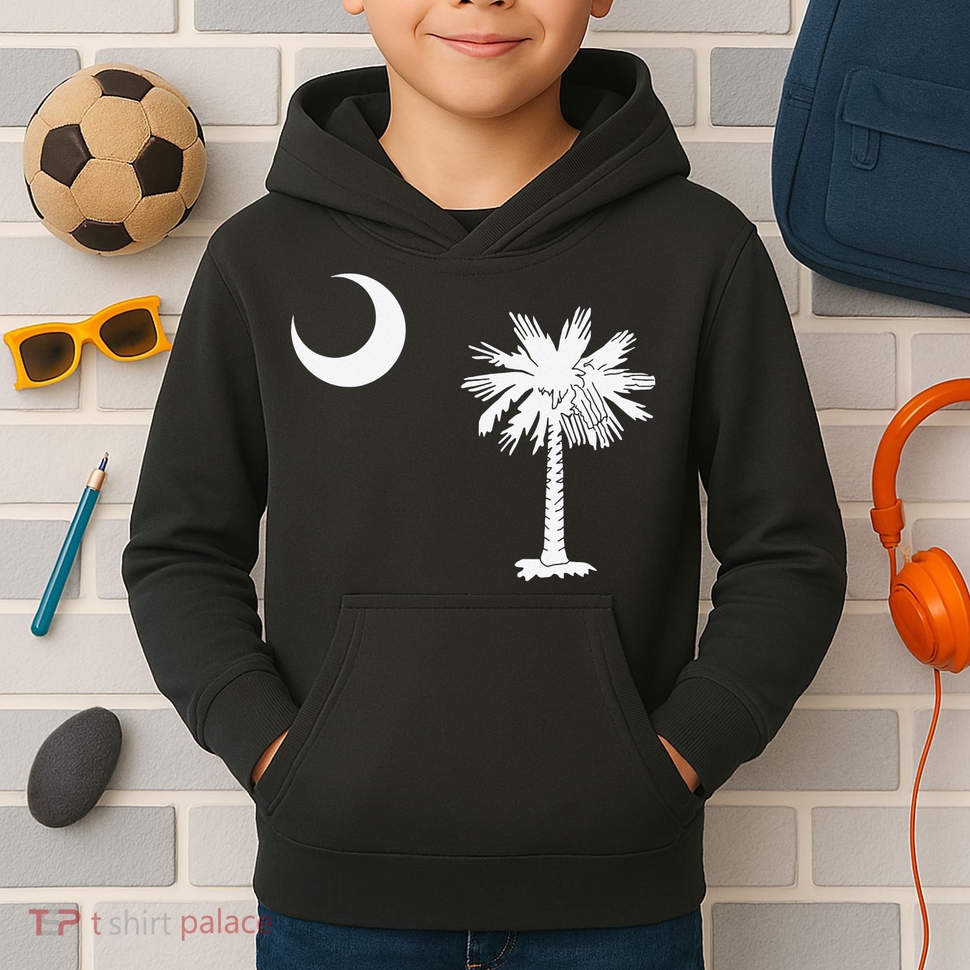 South Carolina State Flag Palmetto Moon SC Pride Kids Hoodie