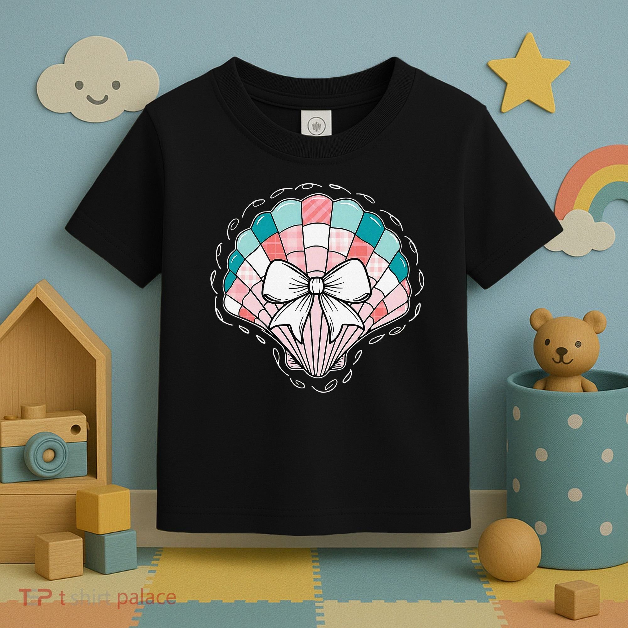 Seashell Coquette Summer Vibes Coastal Hawaii Preppy Beach Toddler T-Shirt
