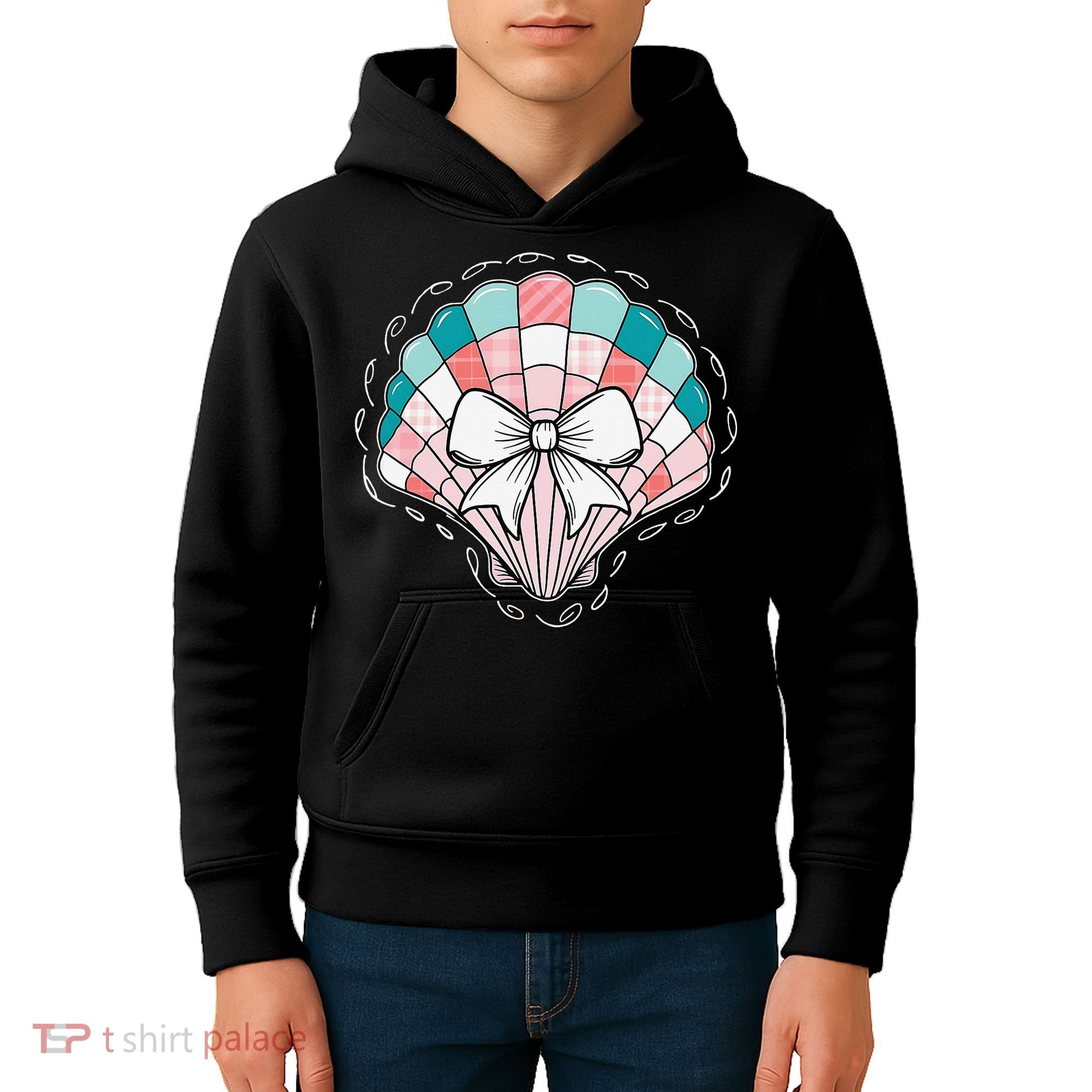 Seashell Coquette Summer Vibes Coastal Hawaii Preppy Beach Kids Hoodie