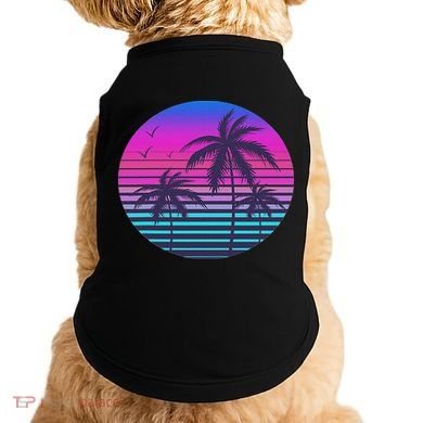 Sunset Cool Summer Vacation Women Beach Palm Tree Doggie Tank