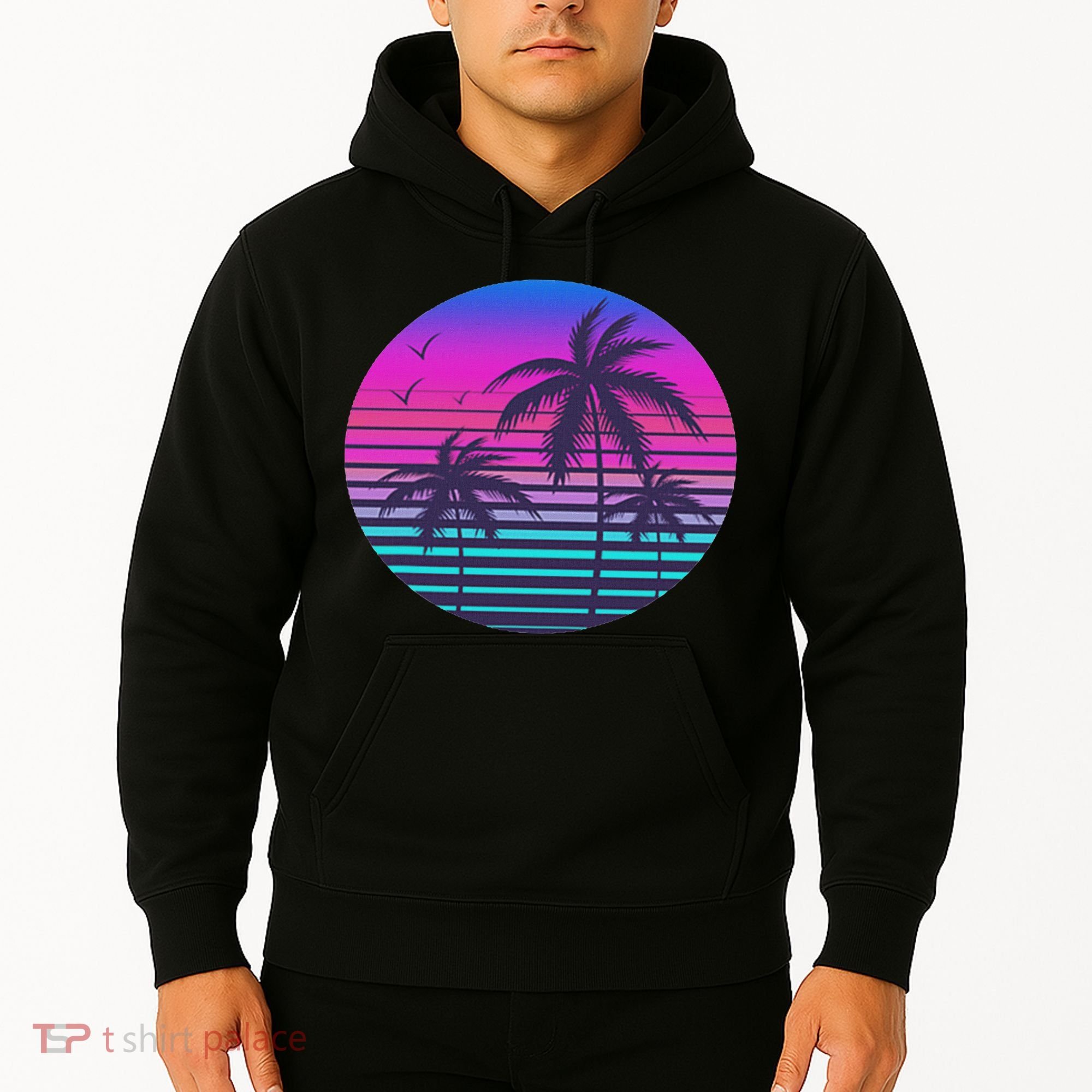 Sunset Cool Summer Vacation Women Beach Palm Tree Hoodie