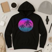 Sunset Cool Summer Vacation Women Beach Palm Tree Hoodie thumb 3