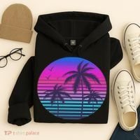 Sunset Cool Summer Vacation Women Beach Palm Tree Hoodie thumb 4
