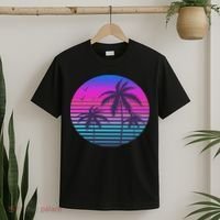 Sunset Cool Summer Vacation Women Beach Palm Tree T-Shirt thumb 2