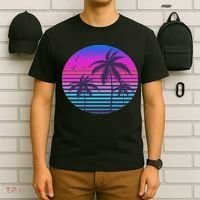 Sunset Cool Summer Vacation Women Beach Palm Tree T-Shirt thumb 6
