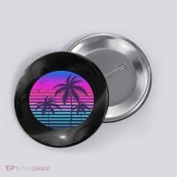 Sunset Cool Summer Vacation Women Beach Palm Tree Button thumb 0