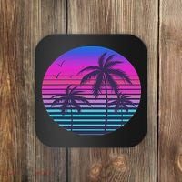 Sunset Cool Summer Vacation Women Beach Palm Tree Coaster thumb 0