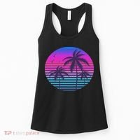 Sunset Cool Summer Vacation Women Beach Palm Tree Women's Tank Top thumb 0