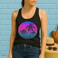 Sunset Cool Summer Vacation Women Beach Palm Tree Women's Tank Top thumb 2