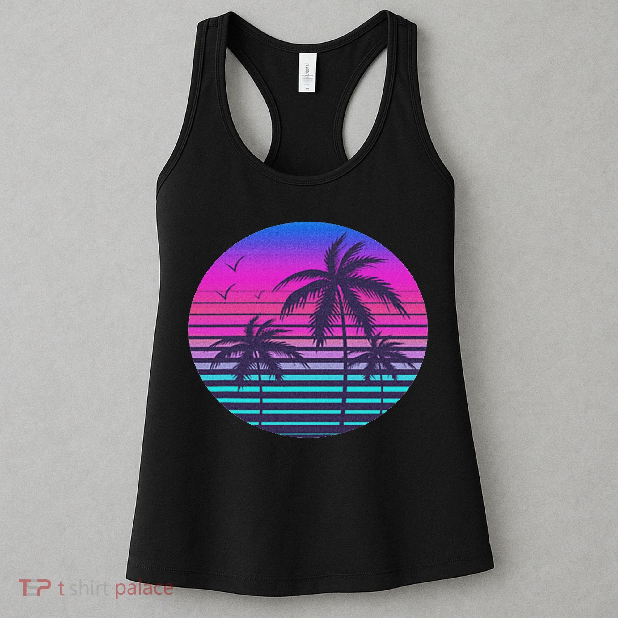 Sunset Cool Summer Vacation Women Beach Palm Tree Women's Tank Top