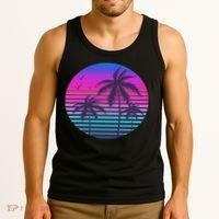 Sunset Cool Summer Vacation Women Beach Palm Tree Tank Top thumb 3