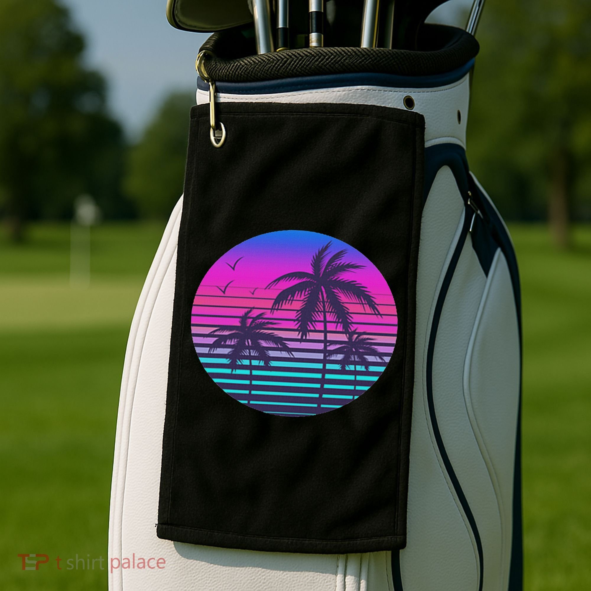 Sunset Cool Summer Vacation Women Beach Palm Tree Golf Towel