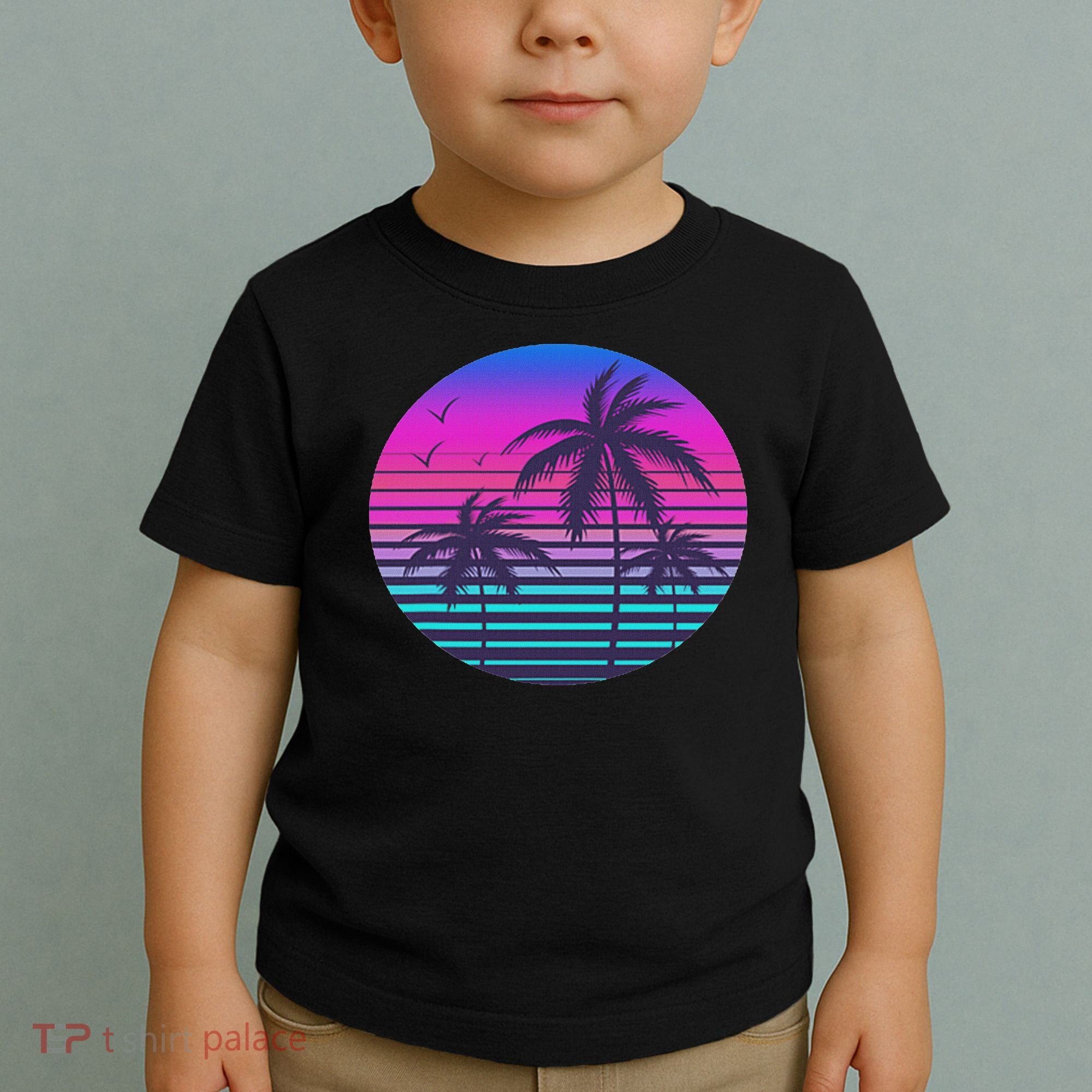 Sunset Cool Summer Vacation Women Beach Palm Tree Toddler T-Shirt