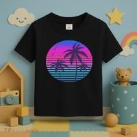 Sunset Cool Summer Vacation Women Beach Palm Tree Toddler T-Shirt thumb 3
