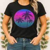 Sunset Cool Summer Vacation Women Beach Palm Tree Women's T-Shirt thumb 2