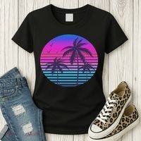 Sunset Cool Summer Vacation Women Beach Palm Tree Women's T-Shirt thumb 3