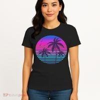 Sunset Cool Summer Vacation Women Beach Palm Tree Women's T-Shirt thumb 4