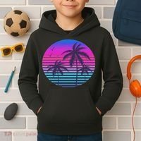 Sunset Cool Summer Vacation Women Beach Palm Tree Kids Hoodie thumb 2