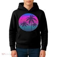 Sunset Cool Summer Vacation Women Beach Palm Tree Kids Hoodie thumb 4