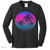 Sunset Cool Summer Vacation Women Beach Palm Tree Kids Long Sleeve Shirt thumb 0
