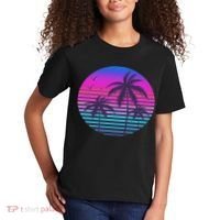 Sunset Cool Summer Vacation Women Beach Palm Tree Kids T-Shirt thumb 2