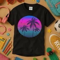 Sunset Cool Summer Vacation Women Beach Palm Tree Kids T-Shirt thumb 3