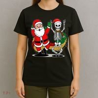 Santa Claus & Skeleton Christmas T-Shirt thumb 4