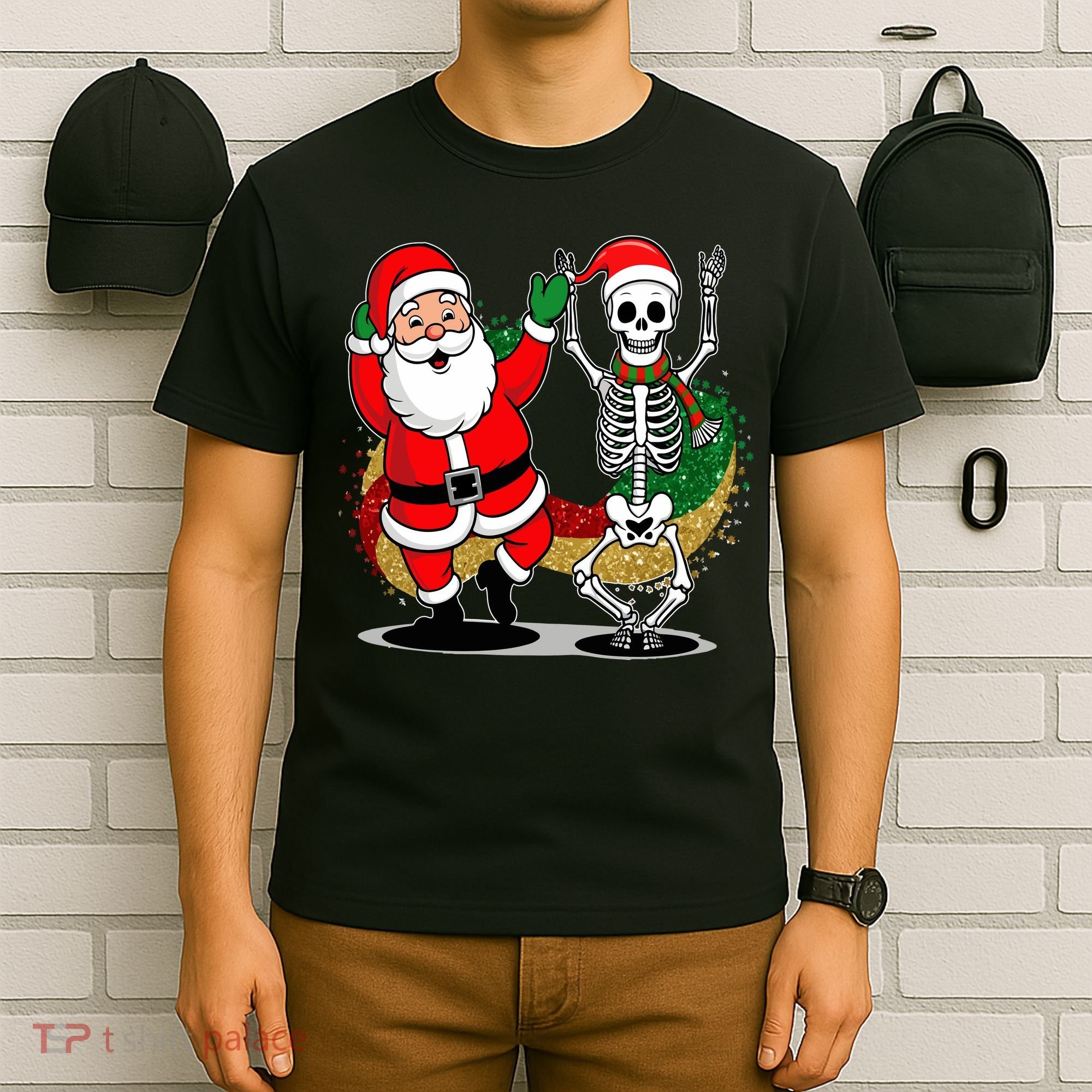 Santa Claus & Skeleton Christmas T-Shirt