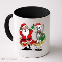 Santa Claus & Skeleton Christmas Coffee Mug thumb 0