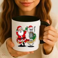 Santa Claus & Skeleton Christmas Coffee Mug thumb 3