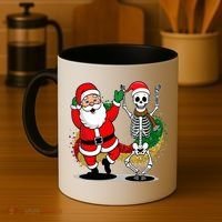 Santa Claus & Skeleton Christmas Coffee Mug thumb 4