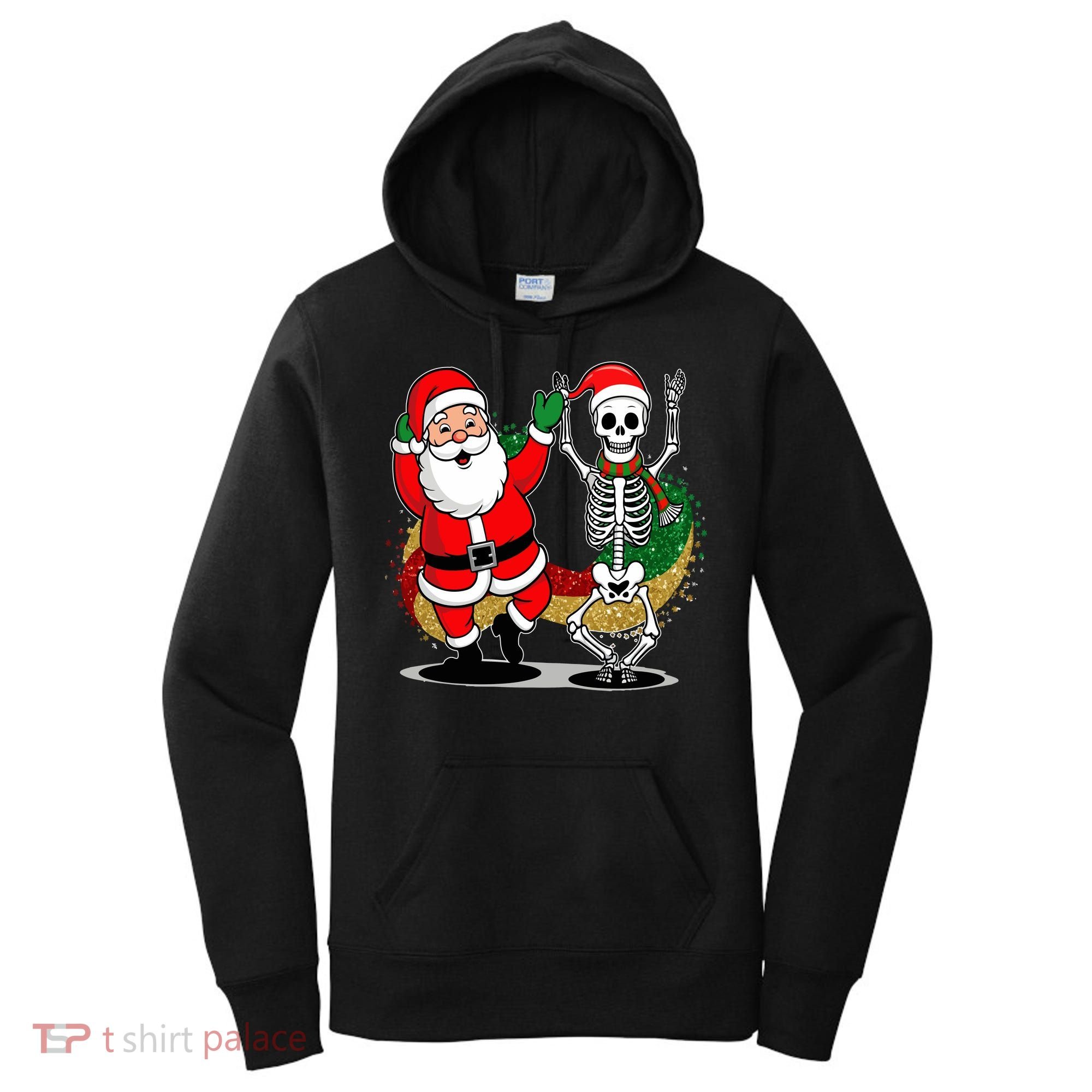 Santa Claus & Skeleton Christmas Women's Hoodie