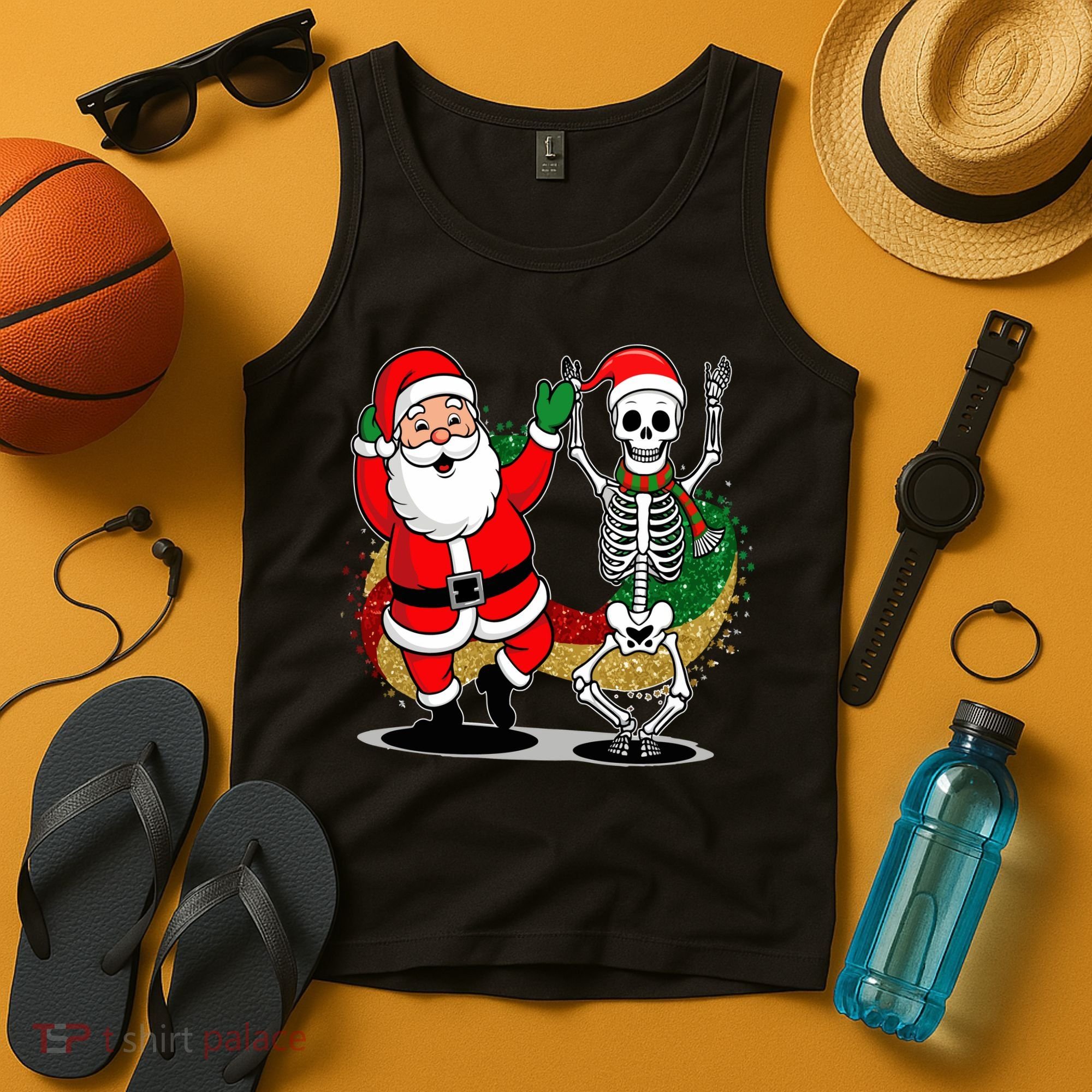 Santa Claus & Skeleton Christmas Tank Top