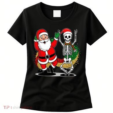 Santa Claus & Skeleton Christmas Women's T-Shirt