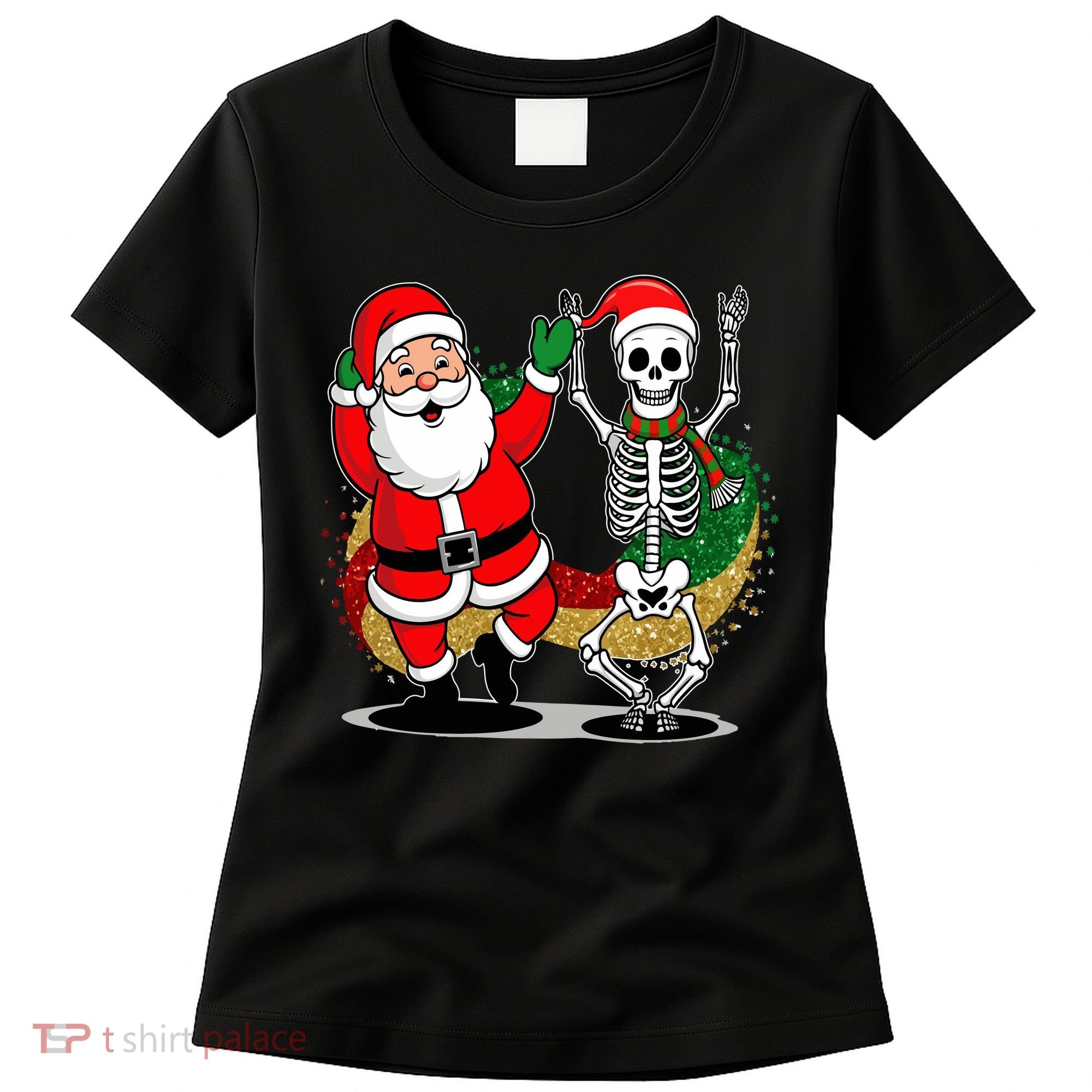 Santa Claus & Skeleton Christmas Women's T-Shirt