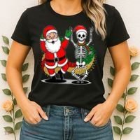 Santa Claus & Skeleton Christmas Women's T-Shirt thumb 2