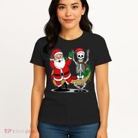 Santa Claus & Skeleton Christmas Women's T-Shirt thumb 4
