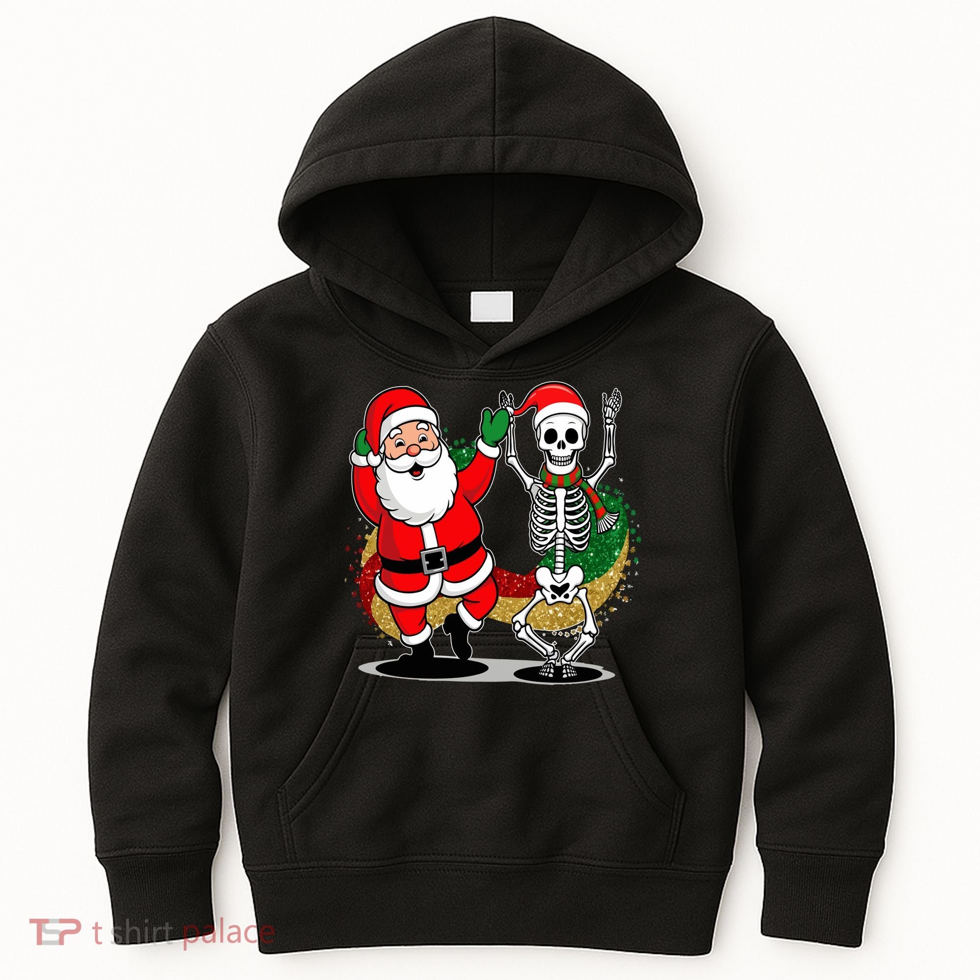 Santa Claus & Skeleton Christmas Kids Hoodie