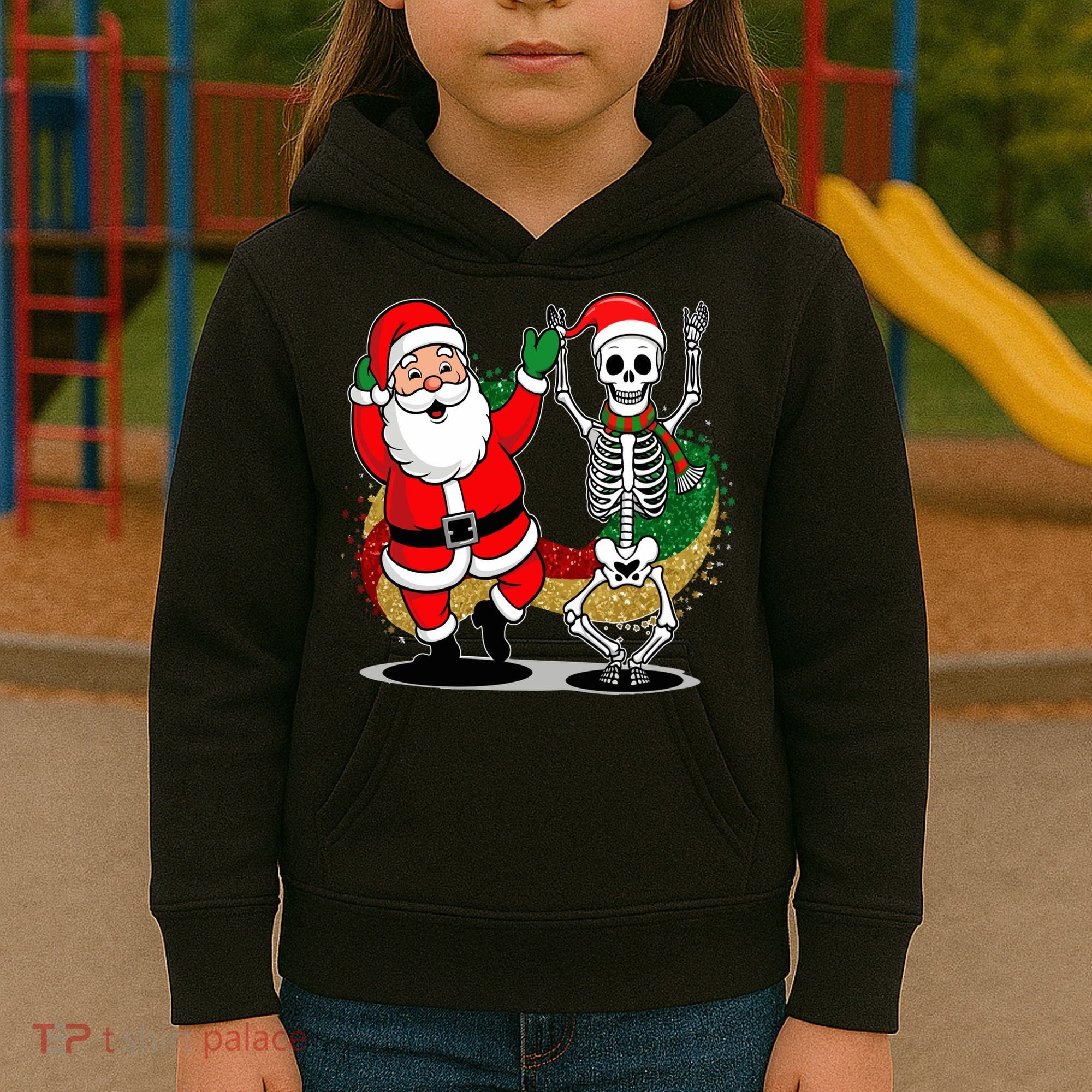 Santa Claus & Skeleton Christmas Kids Hoodie