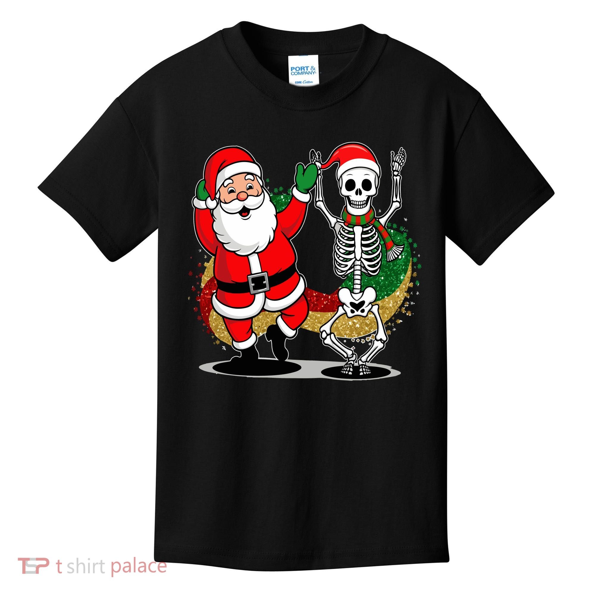 Santa Claus & Skeleton Christmas Kids T-Shirt