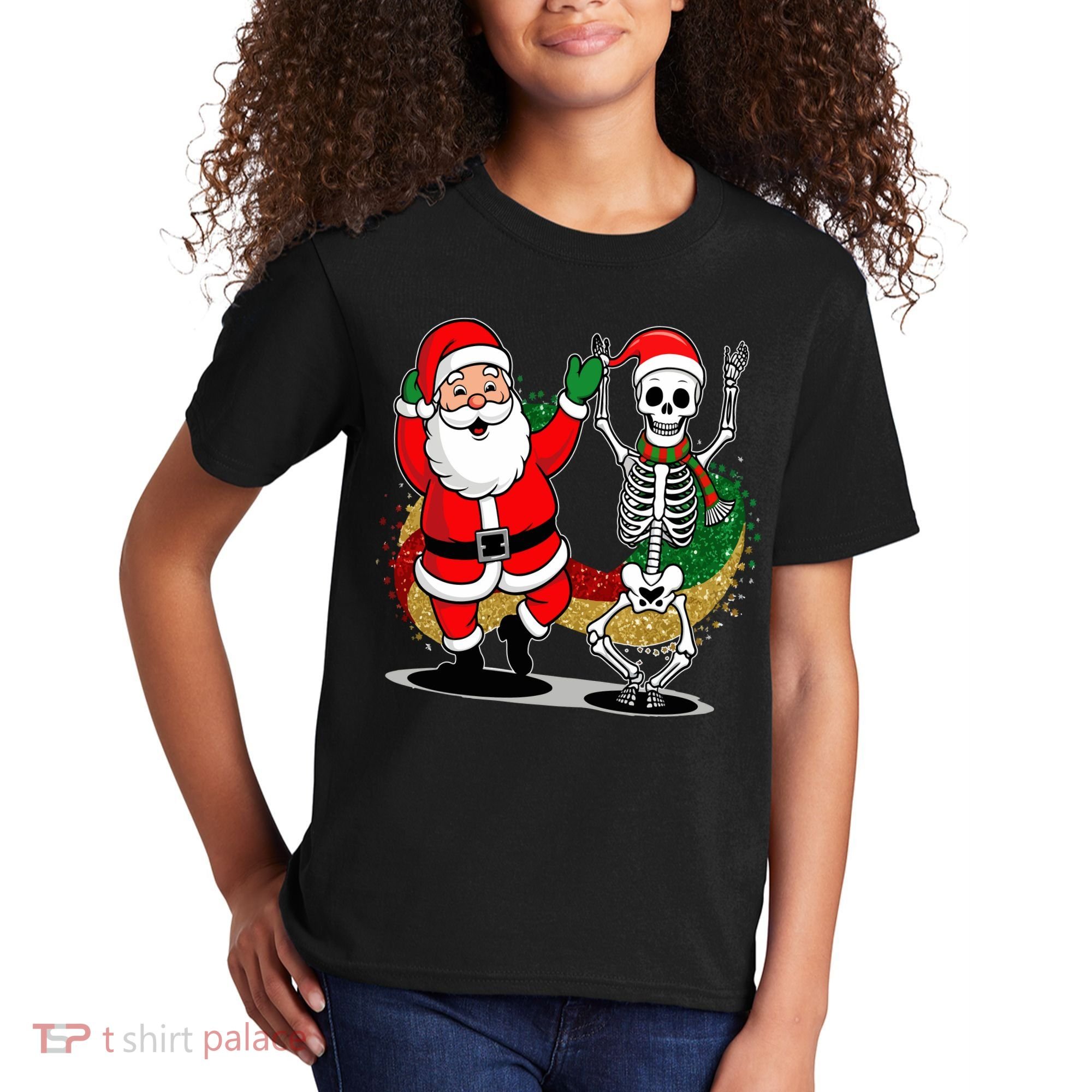 Santa Claus & Skeleton Christmas Kids T-Shirt