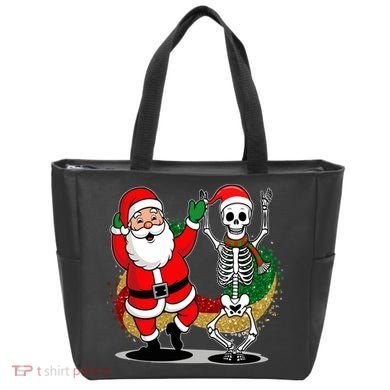 Santa Claus & Skeleton Christmas Tote Bag
