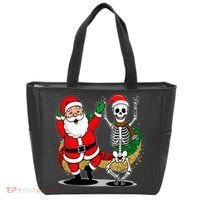 Santa Claus & Skeleton Christmas Tote Bag thumb 0