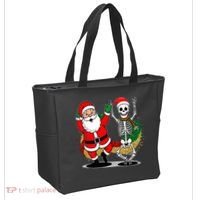 Santa Claus & Skeleton Christmas Tote Bag thumb 2
