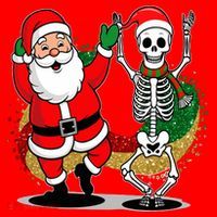 Santa Claus & Skeleton Christmas Santa Hat thumb 1