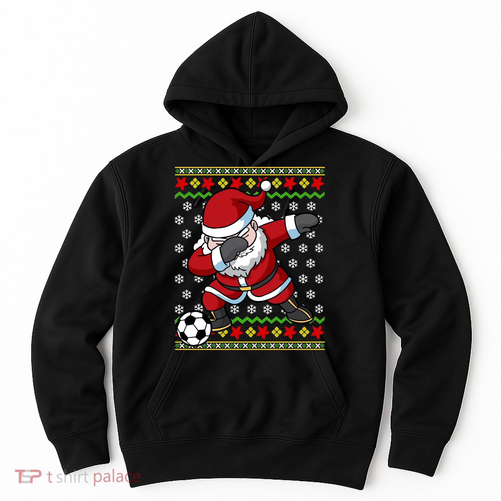 Santa Claus Soccer Dabbing Ugly Christmas Boy Teen Hoodie