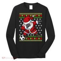 Santa Claus Soccer Dabbing Ugly Christmas Boy Teen Long Sleeve Shirt thumb 0