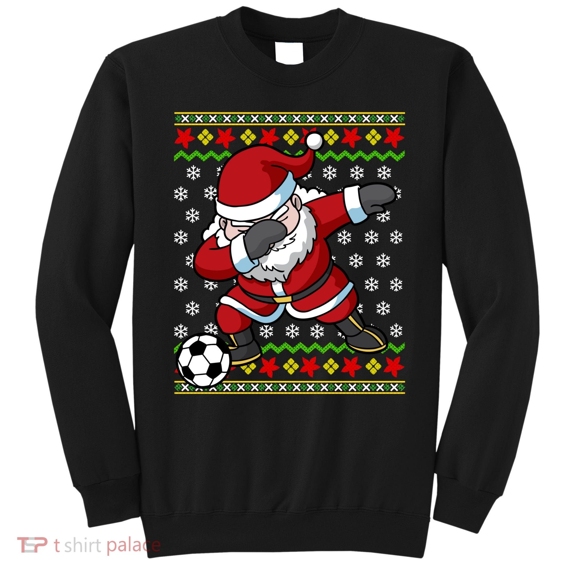Santa Claus Soccer Dabbing Ugly Christmas Boy Teen Sweatshirt