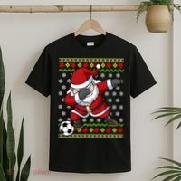 Santa Claus Soccer Dabbing Ugly Christmas Boy Teen T-Shirt thumb 2